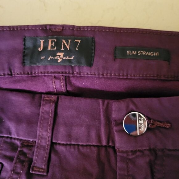 Sateen Slim Straight Leg Jeans JEN7 by 7 For All Mankind Plum Sz 6 NWOT - Picture 9 of 10